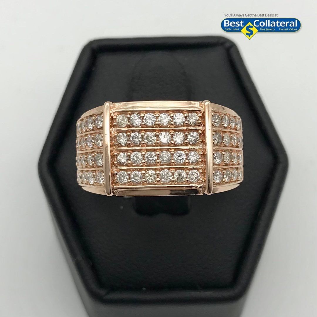 Mens Diamond Ring In 10k Rose Gold