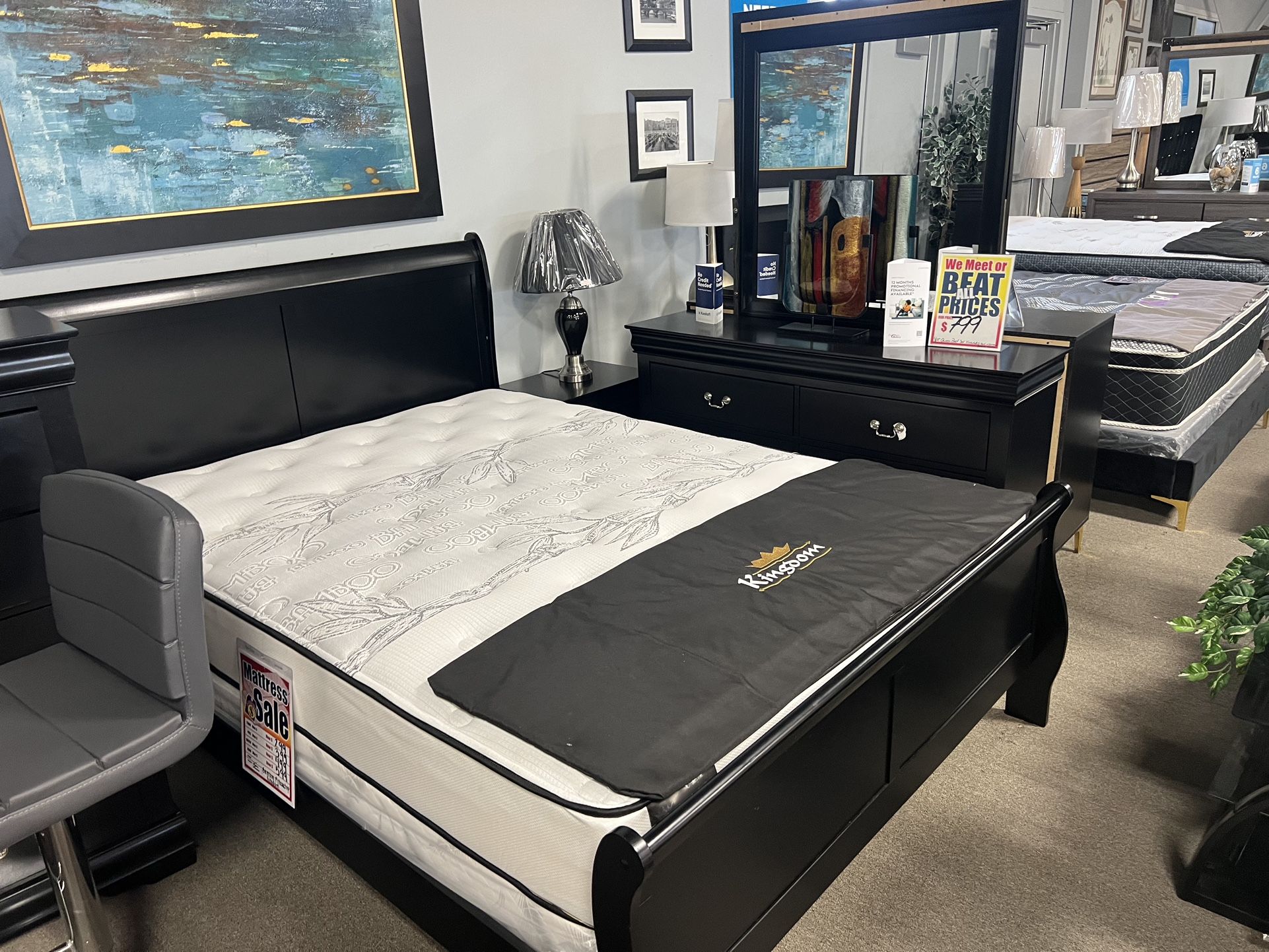 Lovely 4Pc Queen Bed Set 🖤🖤 Easy Financing Available ✅