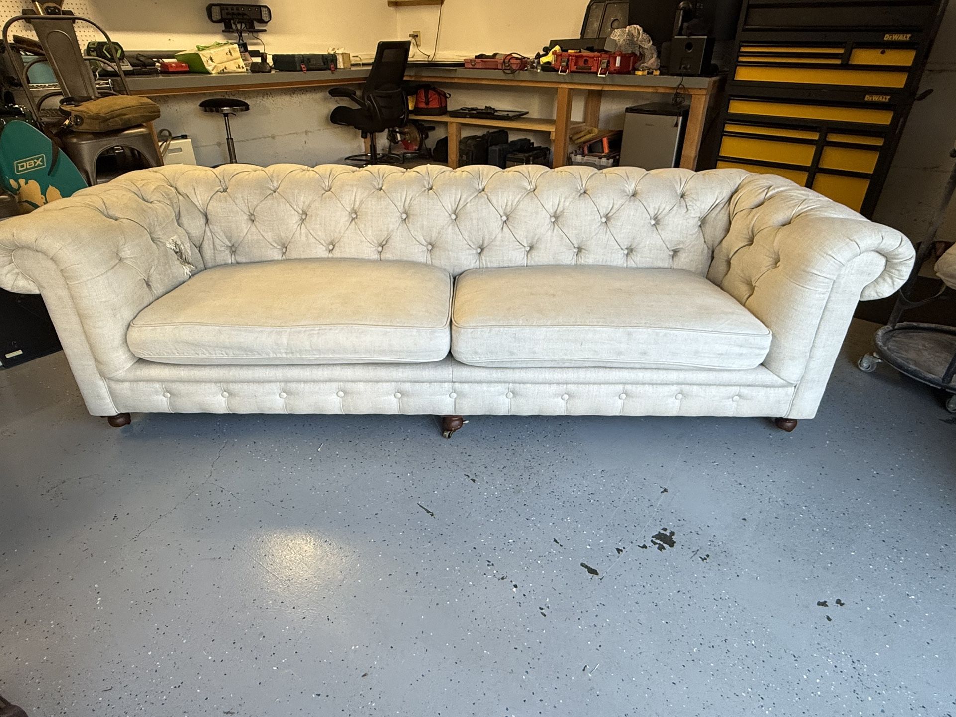 Restoration hardware Linen Chesterfield sofa