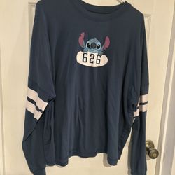 Disney Blue Long Sleeve Tee with Stitch Design