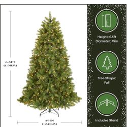 National Tree Company 6.5 ft Pre-Lit Downswept Douglas Fir Artificial Christmas Tree, 650 Clear Lights, 1,227 Tips, Includes Stand, Green