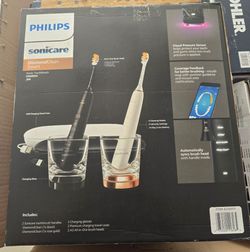 PHILIPS Battery Powered Sonicare Diamond Clean Rechargeable Toothbrush for Complete Oral Care 2-Pack Handles