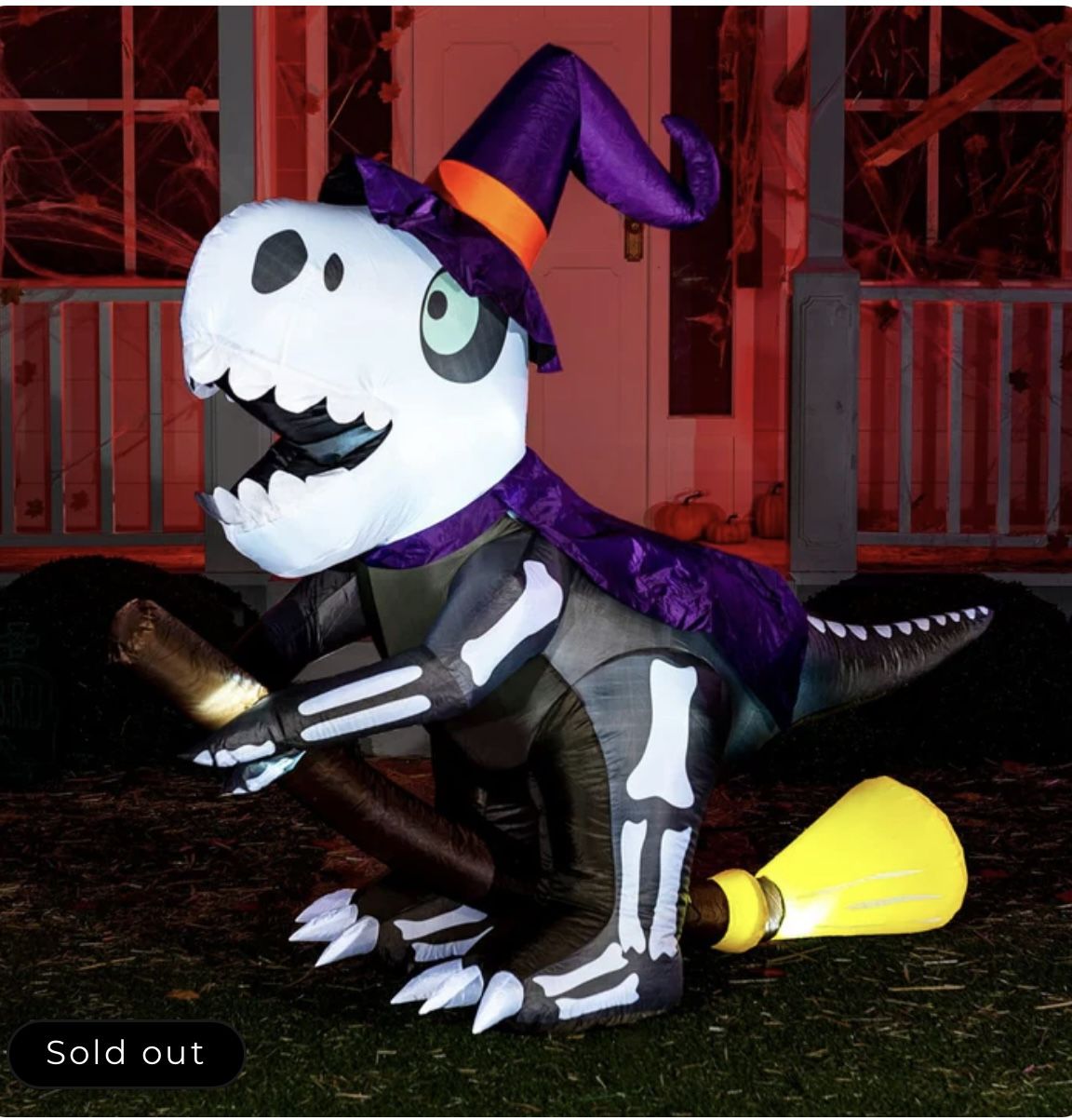 6ft Halloween Inflatable Skeleton Flying Witch T-rex