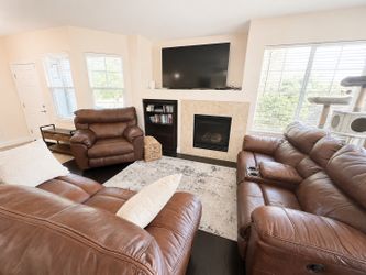 Genuine Italian Leather Reclining Sofa Set