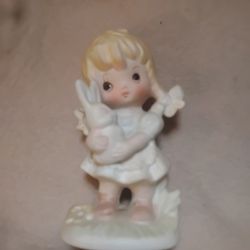 Precious Moments Girl With Bunny Figurine