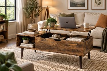 Rustic Wood Lift-Top Coffee Table with Storage