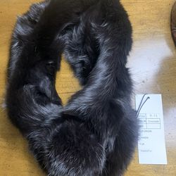 Chocolate Rabbit Fur Neck Warmer With Pompom