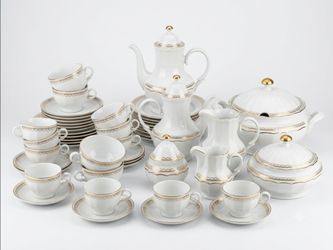 Eschenbach Bavaria Porcelain Set 130+ Pcs Gold Rim - Service for 12 - DISHWARE ONLY