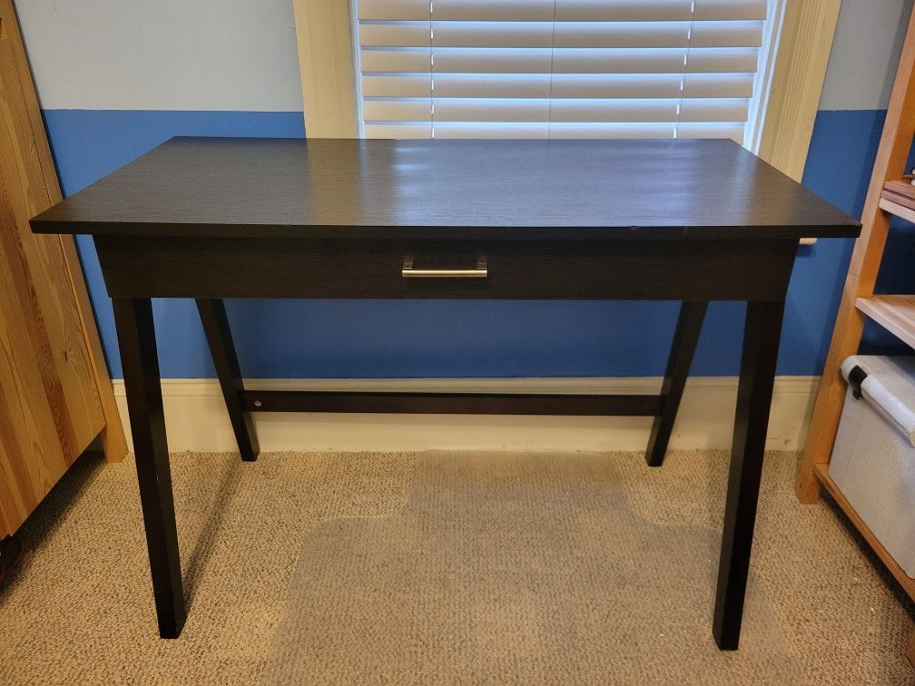 42" Writing Office Desk With Drawer Espresso Dark Brown