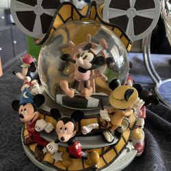 Mickey Mouse Through the Years Reel to Reel Snow globe Music 