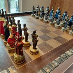King Arthur 3.25 in Chess set with wooden  Castle Board . 
