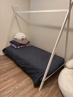 Twin XL bed frame with mattress