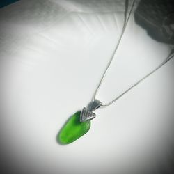 Sea Glass St. Patrick’s Day Sterling Silver Necklace 