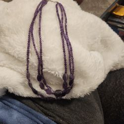 Jay King 3-Strand Amethyst Bead Layered Look 20" Necklace NIB