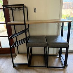 Bar table kitchen island with stools