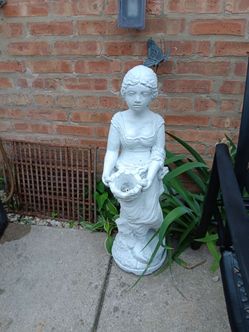 32"  Vintage Heavy Solid Concrete Statue Decor Garden