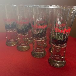 VINTAGE 1989 ANHEUSER BUSCH Winter Clydesdale Pilsner Glasses 