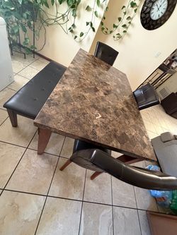 Table Set with Chairs and Bench