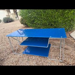  Blue Glass and METAL TV STAND $30