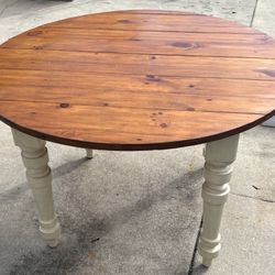 Wood Round 2 Toned Dining Table 