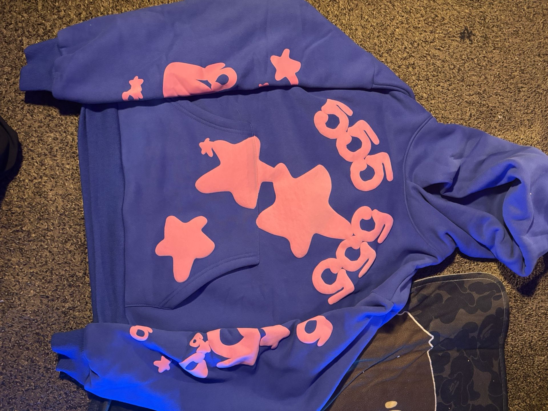 Sp5der Hoodie Blue Pink Beluga Star