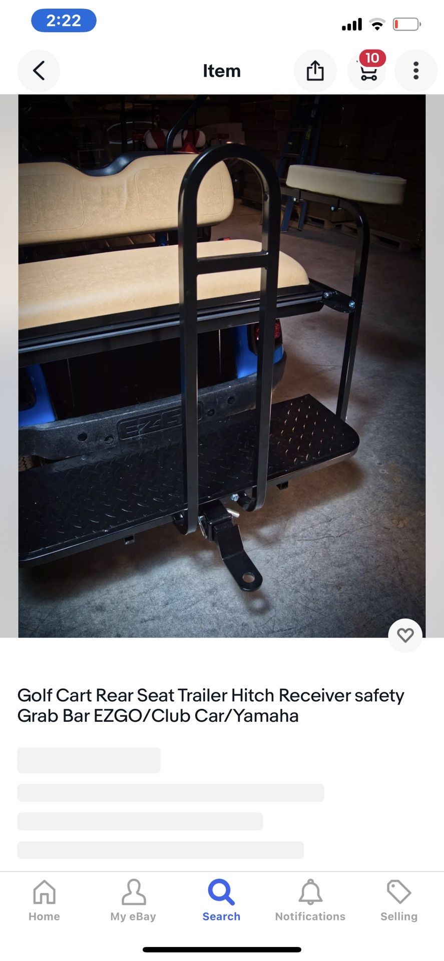 Ezgo Golf Car Hitch And Grab Bar Set Yamaha