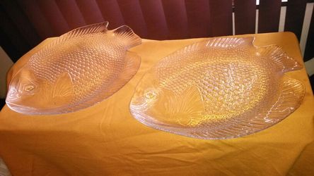 LARGE ANTIQUE GLASS SERVING PLATES