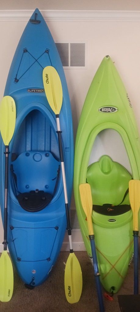2 Kayaks -Lifetime Adult + Pelican Kids Good Condition $250 0BO