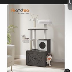 CAT TREE WITH LITER ENCLOSURE