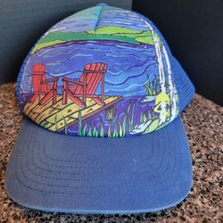 Ozark Brand Snapback Style Hat Sun Day Afternoons Art Series Lake & Chairs