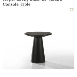 LOVMOR Jasper Ebony Black 20nchW Round Console Table with Pedestal Base