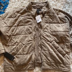 Size L Unisex Taupe Zip Up Jacket  Forever 21