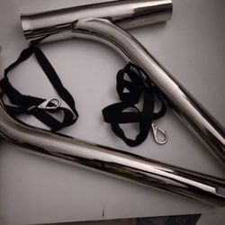 2 Stainless Steel  fishing rod holders with safety straps. 
