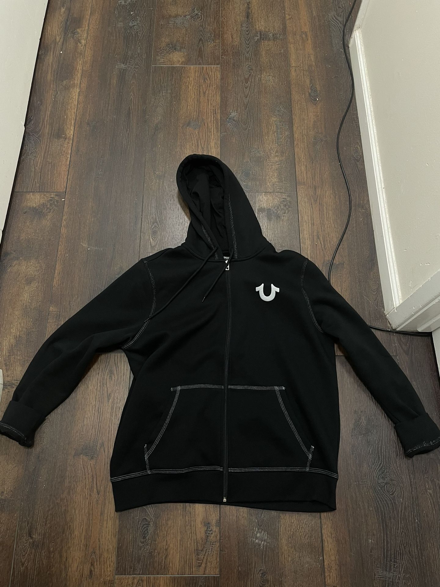 True Religion Zip-Up Hoodie (Black, XL)