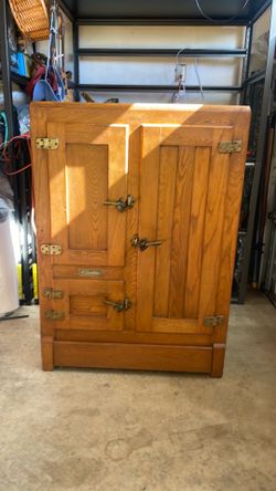 Antique Columbia Icebox solid wood original hardware