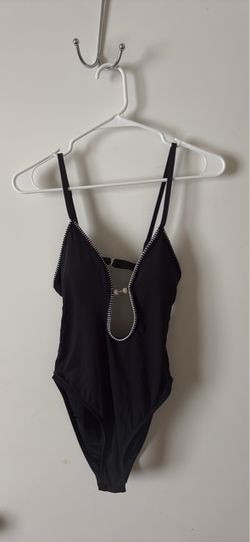 Black One-Piece Swimsuit with Zipper Detail Small