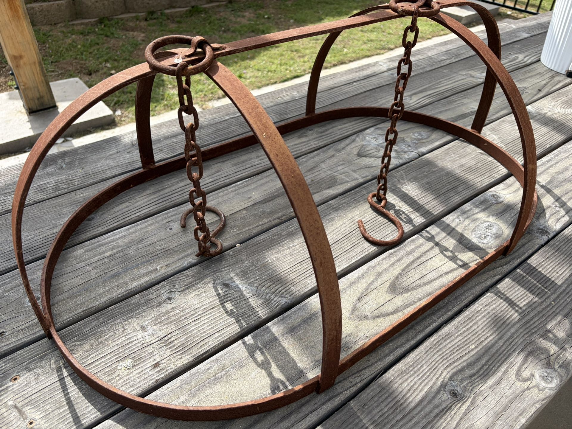 Large Vintage Hanging Metal Basket