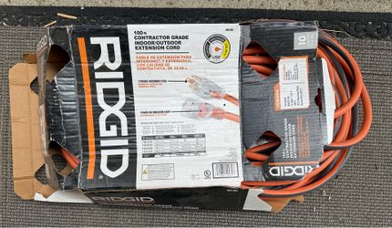 Rigid 100’ 10 gauge contractor grade indoor/outdoor extension cord