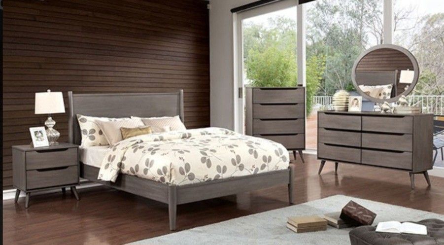 Brand New Grey 4pc Queen Bedroom Set (Available In California & Eastern King)
