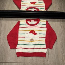 Vintage KIDS / TODDLERS Embroidered Bear Baseball Sweater 