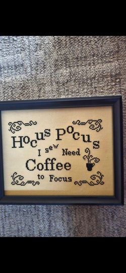 Hocus Pocus Coffee Cross Stitch Framed Art