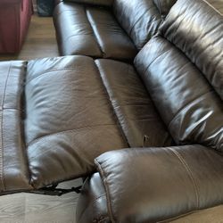 Brown Leather  Recliner Couch 
