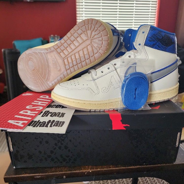 NEW AIR JORDAN X AWAKE NY AIR SHIP PE SP SNEAKER Sail Royal & Platinum US 10