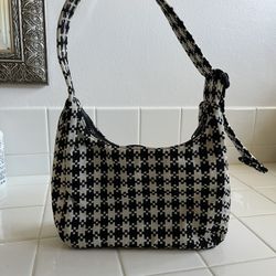 Baggu Mini Nylon Shoulder Bag Black/White Pixel Gingham