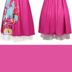 Women Weird Doll Movie Costume 2023 Adult Kate Cosplay Hot Pink Puff Sleeve Dress Halloween Costumes Fancy Outfits