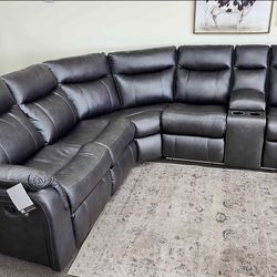 BRAND NEW BLACK RECLINING LEATHER SECTIONAL SAME DAY DELIVERY