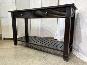 Espresso Finished Two Drawer Fluted Console Table