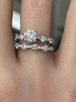 1.61CTW 14KT WG Natural Diamond Wedding Ring Set