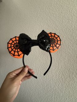 LSHDXD Halloween & Christmas Hairband, Hand-made Headband with Adjustable Mouse Ears, Glitter Sequin