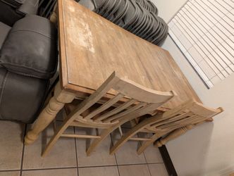 Wood Dining Table With 4 Chairs And Bench 